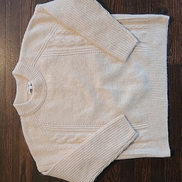 Madewell Havener Crewneck Cable Knit Oversized Boxy  Sweater Cream Wool Alpaca S - Picture 3 of 15